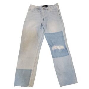 Hollister Straight leg Color Block Distressed Raw Hem Jeans Size 30 x 27, 11R.
